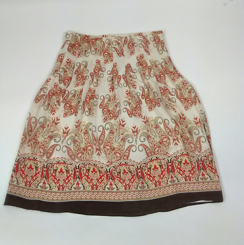 Bob Mackie 100%Silk Paisley Print Skirt Size 6